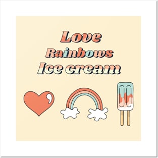 Love, Rainbows, Ice Cream Retro Doodles Posters and Art